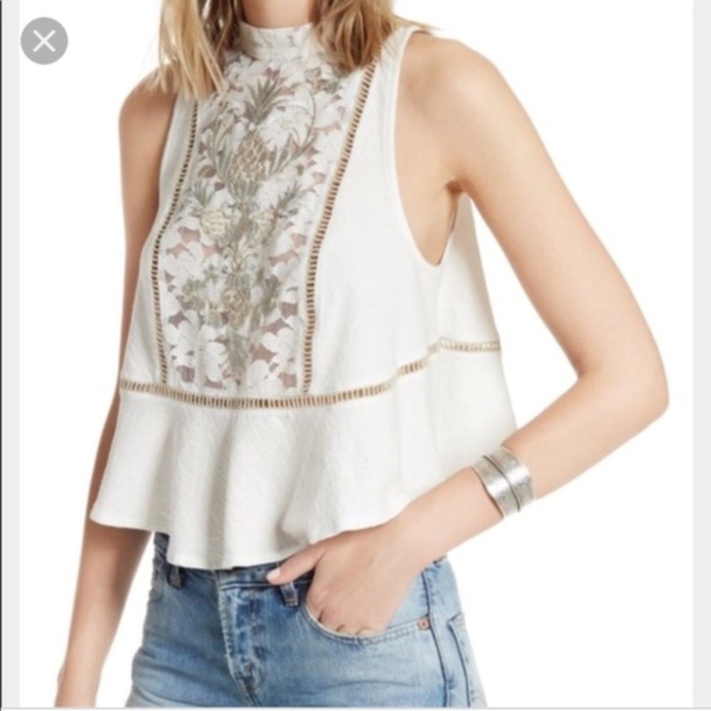 Free People Flora Pineapple Lace Swing Tank